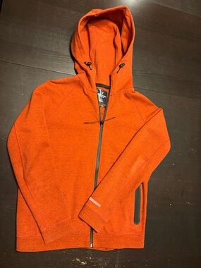 American Eagle Outfitters Orange Hooded Zip-Up Sweatshirt